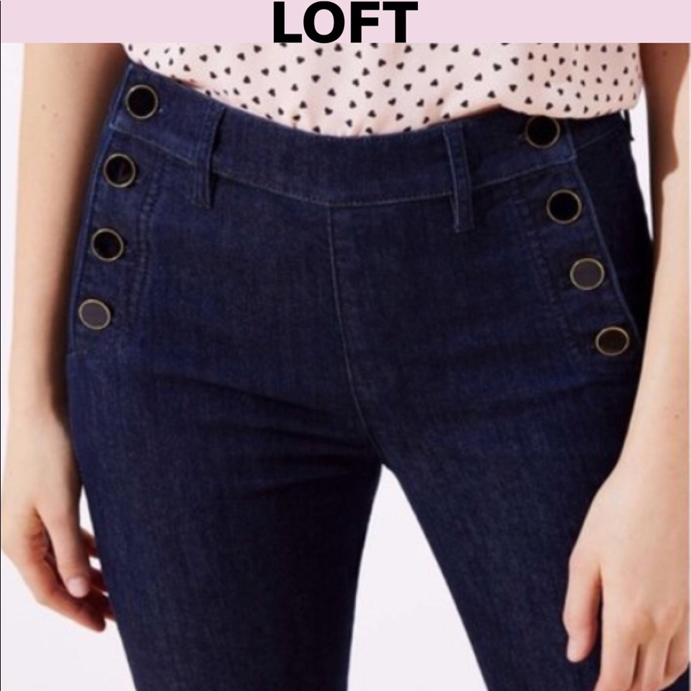 LOFT High rise Sailor skinny jeans in dark rinse